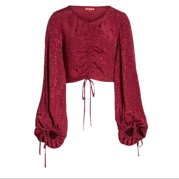 STAUD Tops - NWT Staud Mars Star Jacquard Woven Ruched Top with Ties